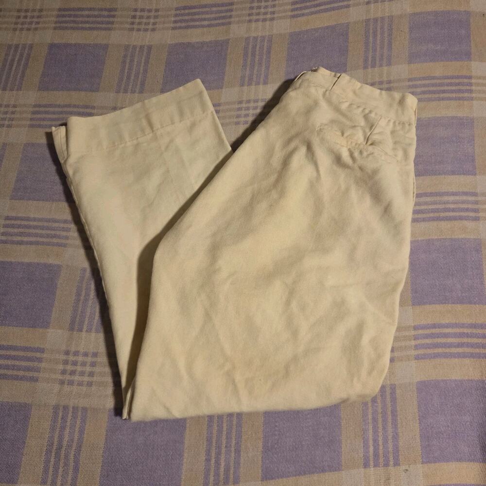 Vintage 1940s Palm Beach Gabardine Rayon Pleated Trouser Linen Pants Size 29x28
